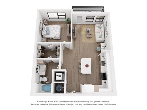 a 1 bedroom floor plan with a bathroom and a living room